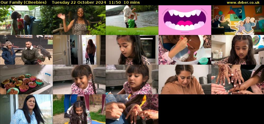 Our Family (CBeebies) Tuesday 22 October 2024 11:50 - 12:00