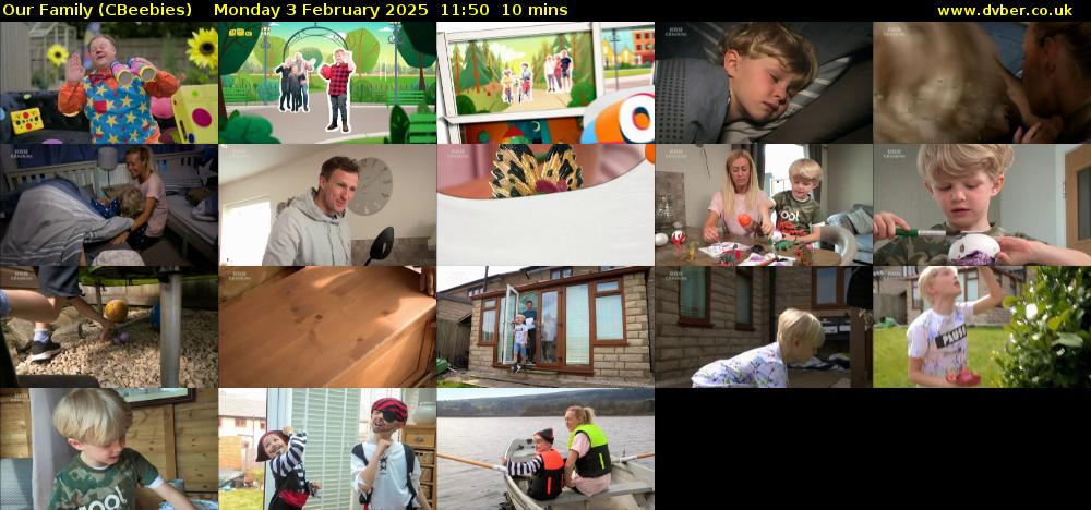 Our Family (CBeebies) Monday 3 February 2025 11:50 - 12:00