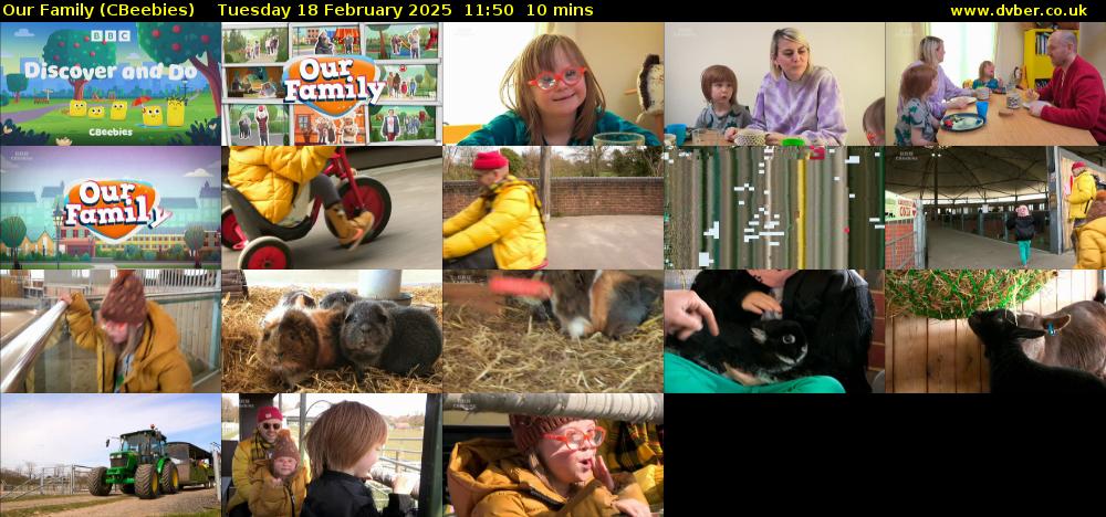 Our Family (CBeebies) Tuesday 18 February 2025 11:50 - 12:00