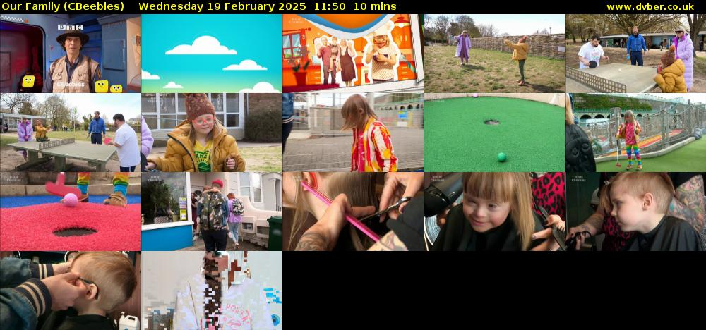 Our Family (CBeebies) Wednesday 19 February 2025 11:50 - 12:00