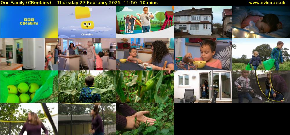 Our Family (CBeebies) Thursday 27 February 2025 11:50 - 12:00