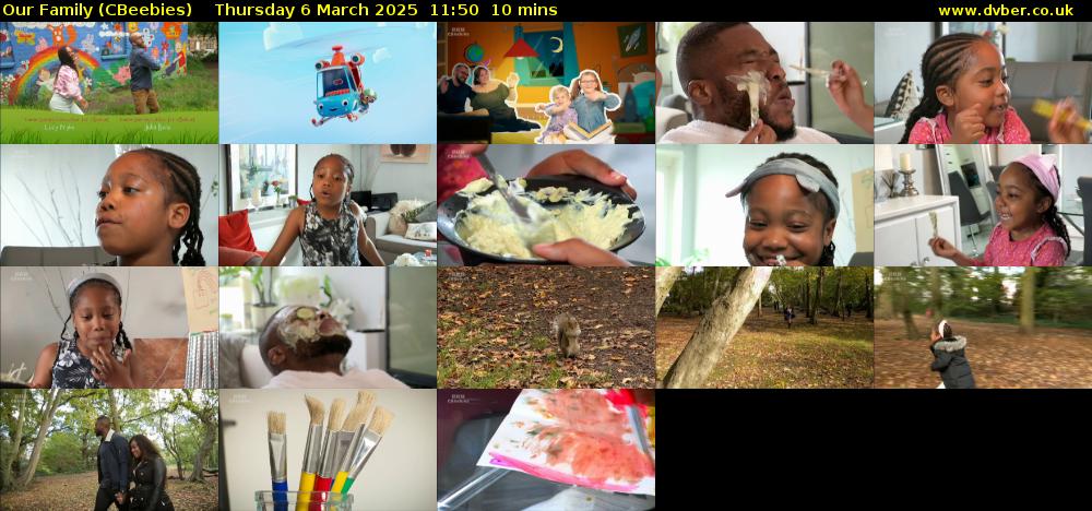 Our Family (CBeebies) Thursday 6 March 2025 11:50 - 12:00