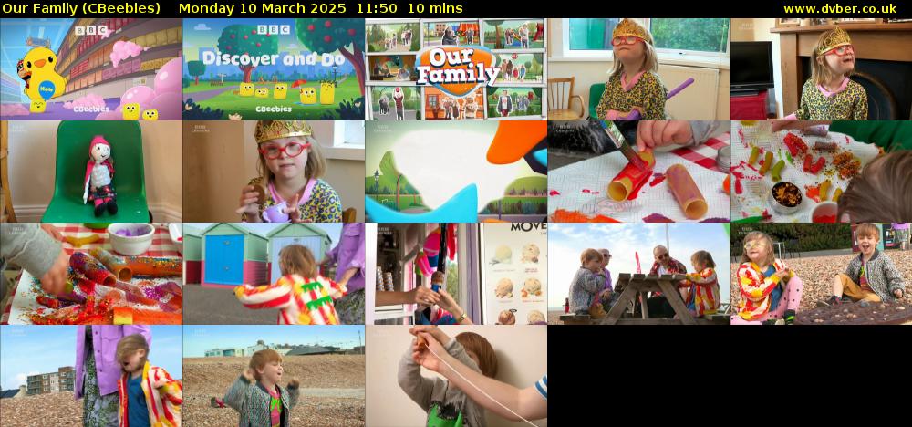Our Family (CBeebies) Monday 10 March 2025 11:50 - 12:00