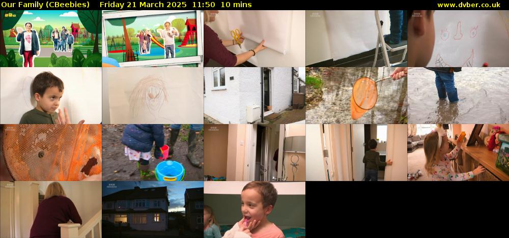 Our Family (CBeebies) Friday 21 March 2025 11:50 - 12:00