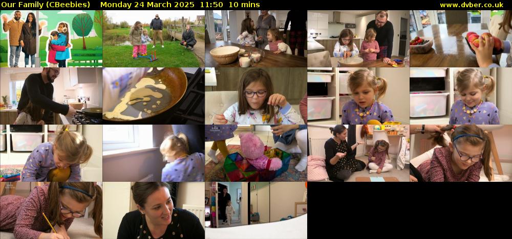 Our Family (CBeebies) Monday 24 March 2025 11:50 - 12:00
