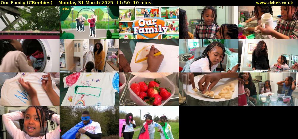 Our Family (CBeebies) Monday 31 March 2025 11:50 - 12:00