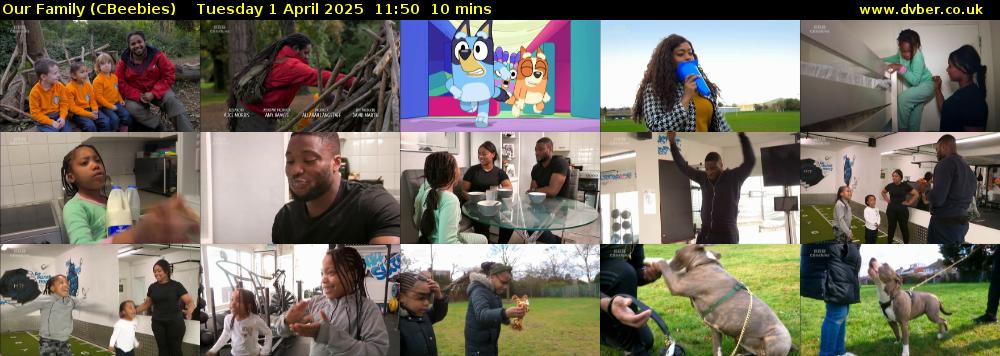 Our Family (CBeebies) Tuesday 1 April 2025 11:50 - 12:00