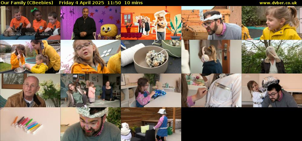 Our Family (CBeebies) Friday 4 April 2025 11:50 - 12:00
