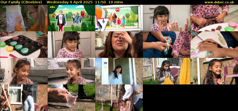 Our Family (CBeebies) Wednesday 9 April 2025 11:50 - 12:00