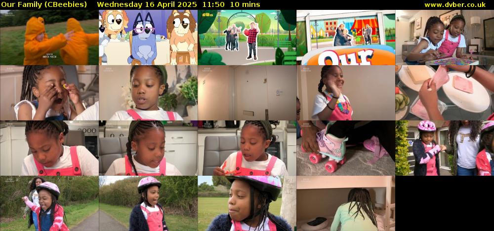 Our Family (CBeebies) Wednesday 16 April 2025 11:50 - 12:00