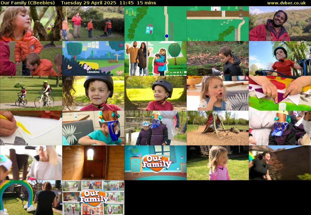 Our Family (CBeebies) Tuesday 29 April 2025 11:45 - 12:00