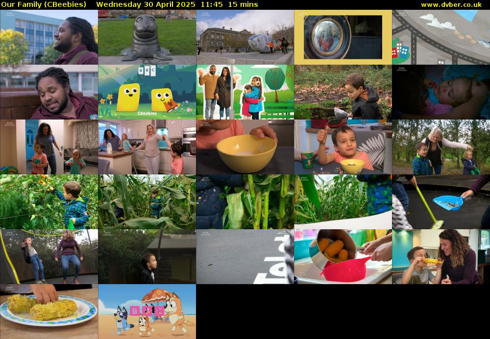 Our Family (CBeebies) Wednesday 30 April 2025 11:45 - 12:00