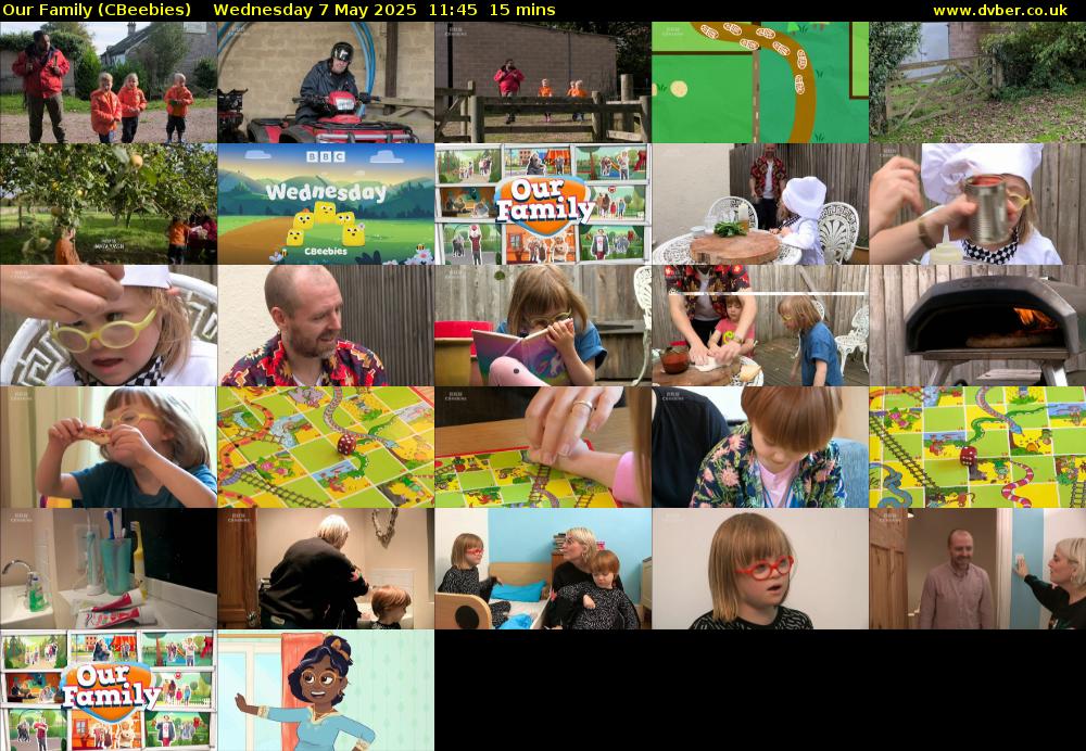 Our Family (CBeebies) Wednesday 7 May 2025 11:45 - 12:00
