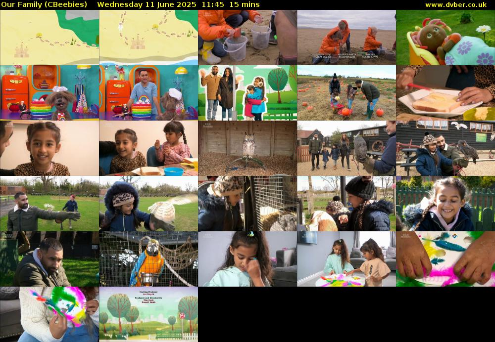Our Family (CBeebies) Wednesday 11 June 2025 11:45 - 12:00