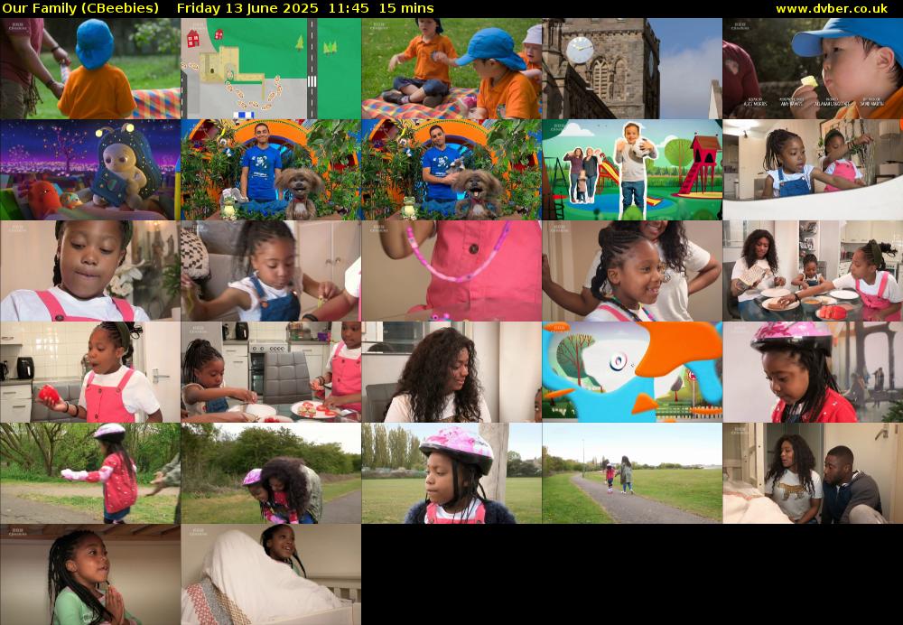 Our Family (CBeebies) Friday 13 June 2025 11:45 - 12:00