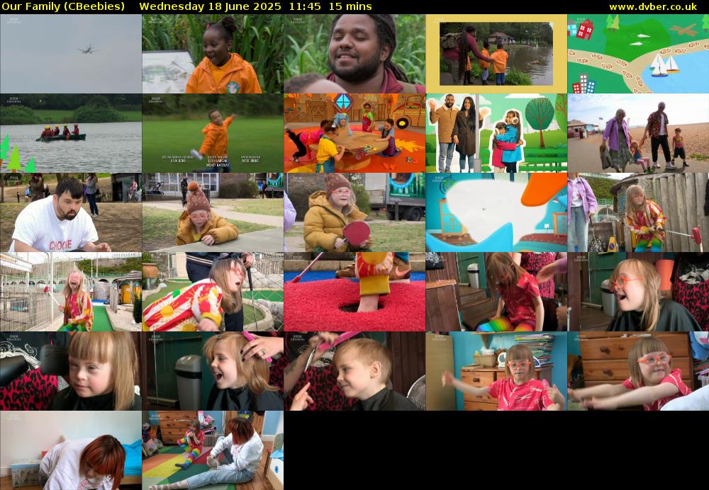 Our Family (CBeebies) Wednesday 18 June 2025 11:45 - 12:00