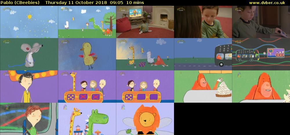 Pablo (CBeebies) Thursday 11 October 2018 09:05 - 09:15