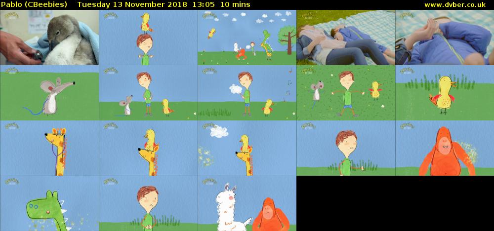 Pablo (CBeebies) Tuesday 13 November 2018 13:05 - 13:15