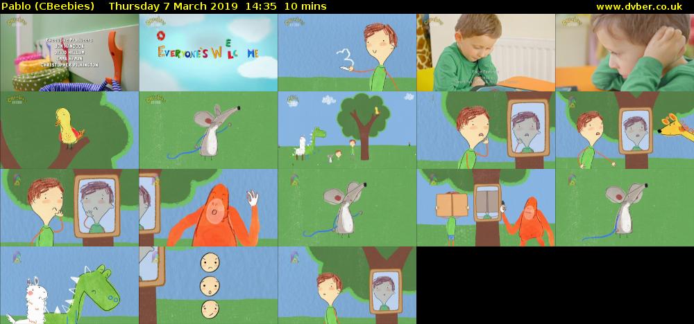 Pablo (CBeebies) Thursday 7 March 2019 14:35 - 14:45