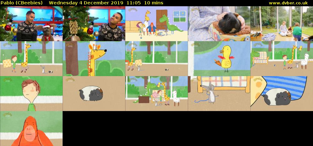 Pablo (CBeebies) Wednesday 4 December 2019 11:05 - 11:15