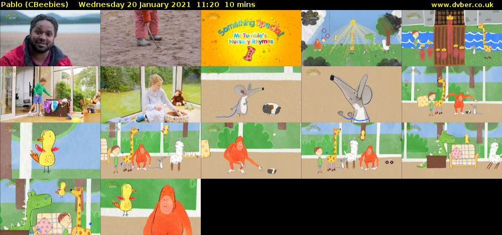 Pablo (CBeebies) Wednesday 20 January 2021 11:20 - 11:30