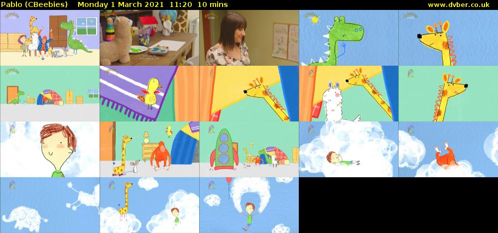 Pablo (CBeebies) Monday 1 March 2021 11:20 - 11:30