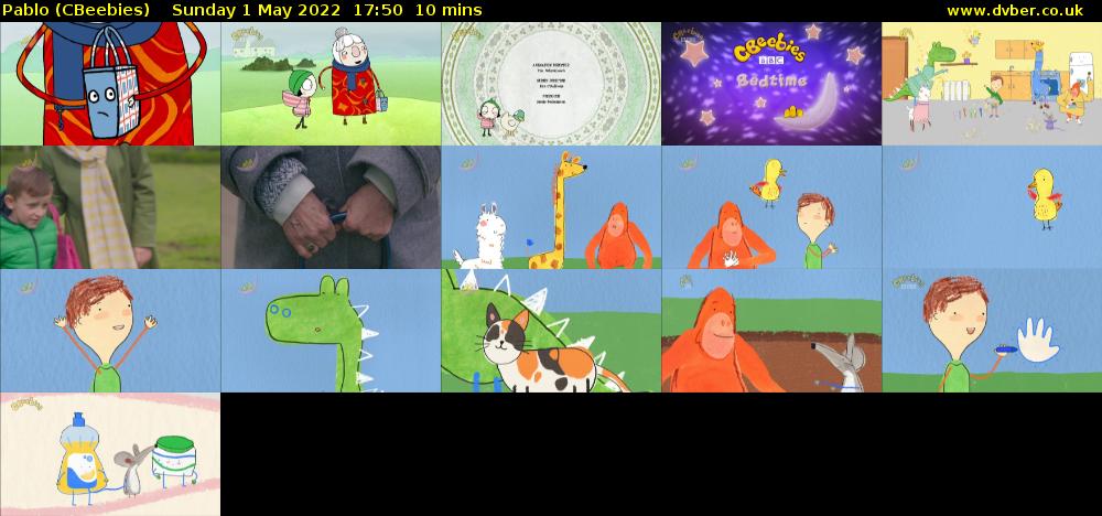 Pablo (CBeebies) Sunday 1 May 2022 17:50 - 18:00