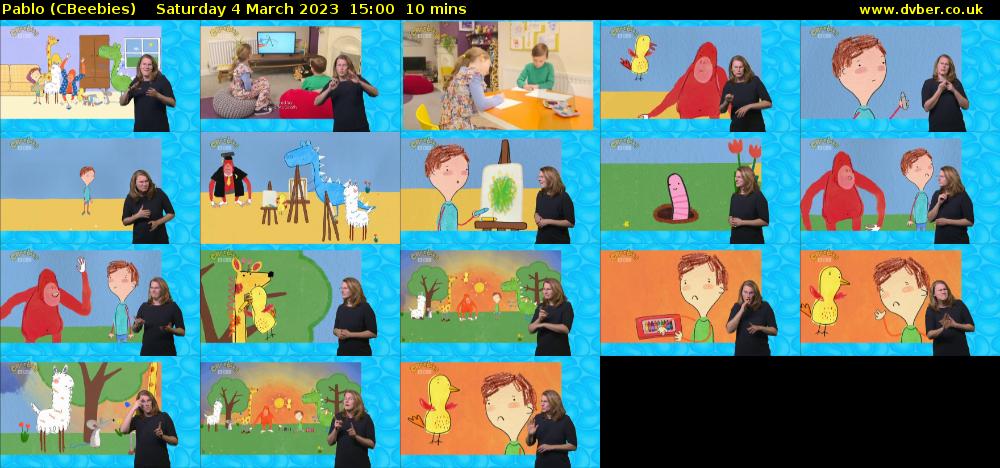 Pablo (CBeebies) Saturday 4 March 2023 15:00 - 15:10