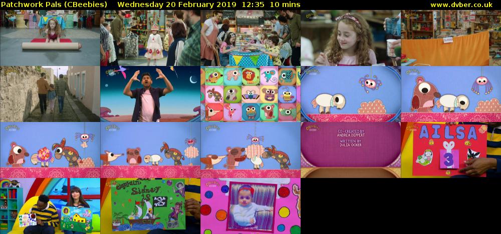 Patchwork Pals (CBeebies) Wednesday 20 February 2019 12:35 - 12:45