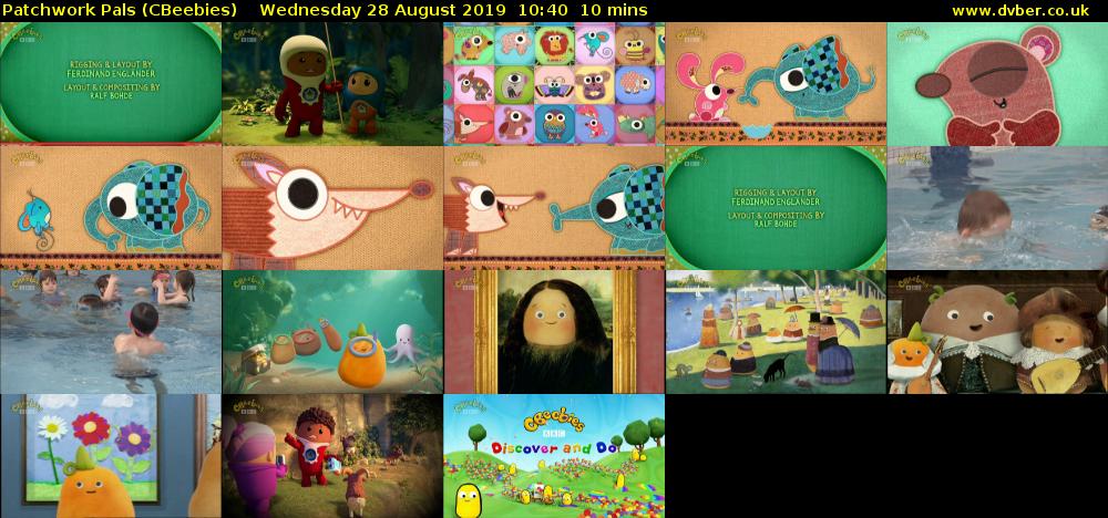 Patchwork Pals (CBeebies) Wednesday 28 August 2019 10:40 - 10:50