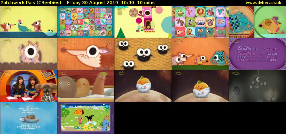 Patchwork Pals (CBeebies) Friday 30 August 2019 10:40 - 10:50