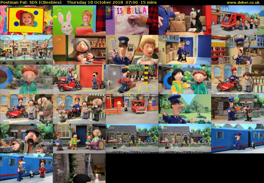 Postman Pat: SDS (CBeebies) Thursday 18 October 2018 07:00 - 07:15