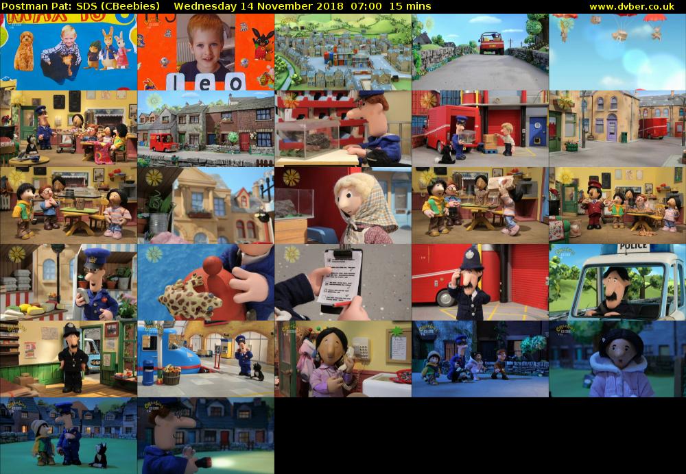Postman Pat: SDS (CBeebies) Wednesday 14 November 2018 07:00 - 07:15