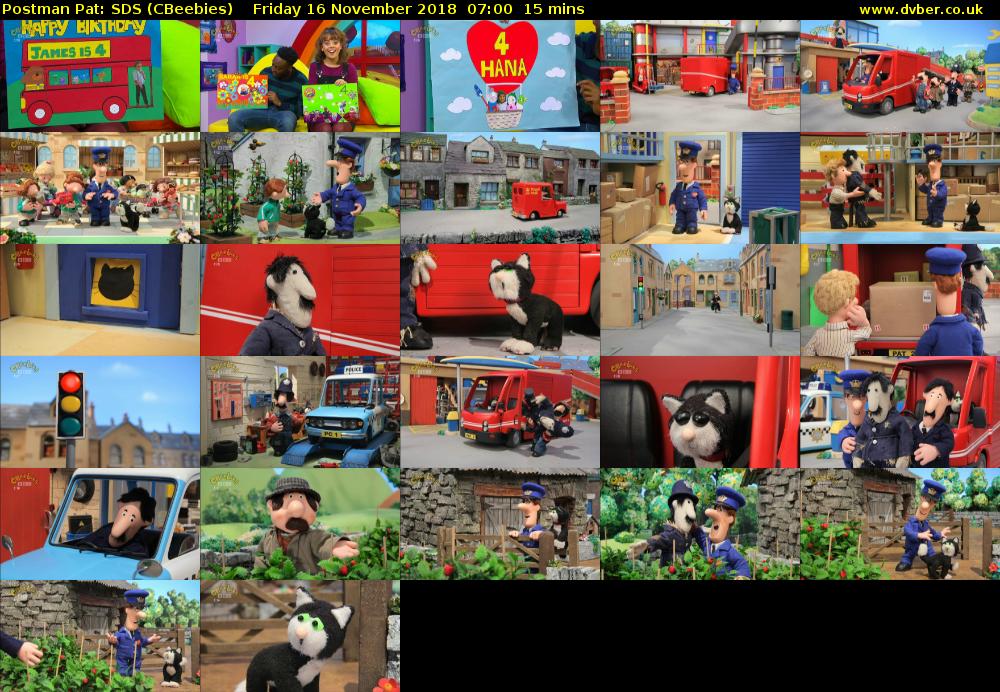 Postman Pat: SDS (CBeebies) Friday 16 November 2018 07:00 - 07:15