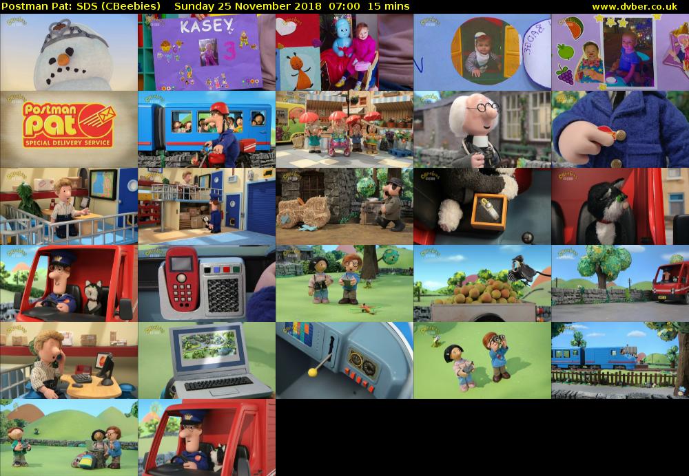 Postman Pat: SDS (CBeebies) Sunday 25 November 2018 07:00 - 07:15