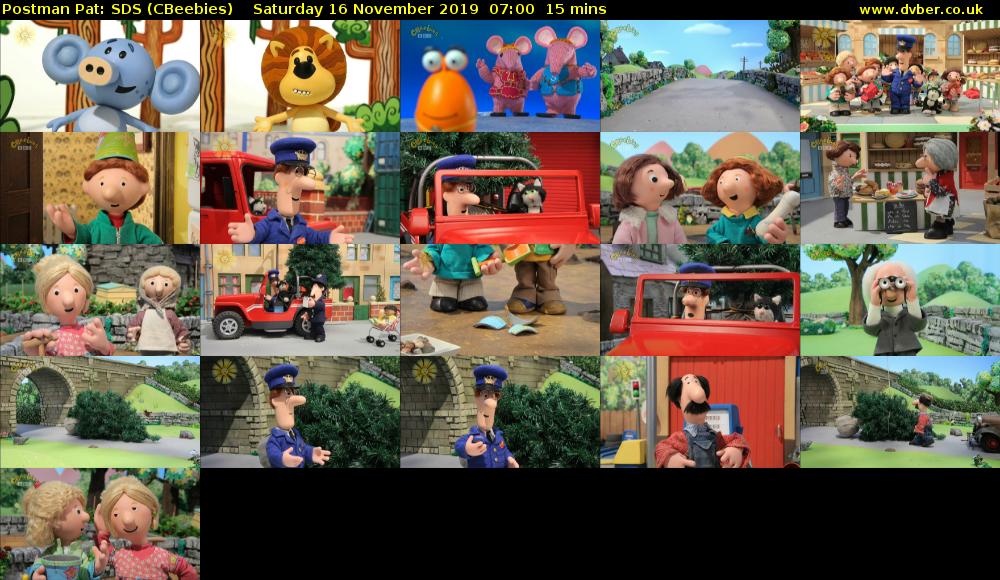 Postman Pat: SDS (CBeebies) Saturday 16 November 2019 07:00 - 07:15