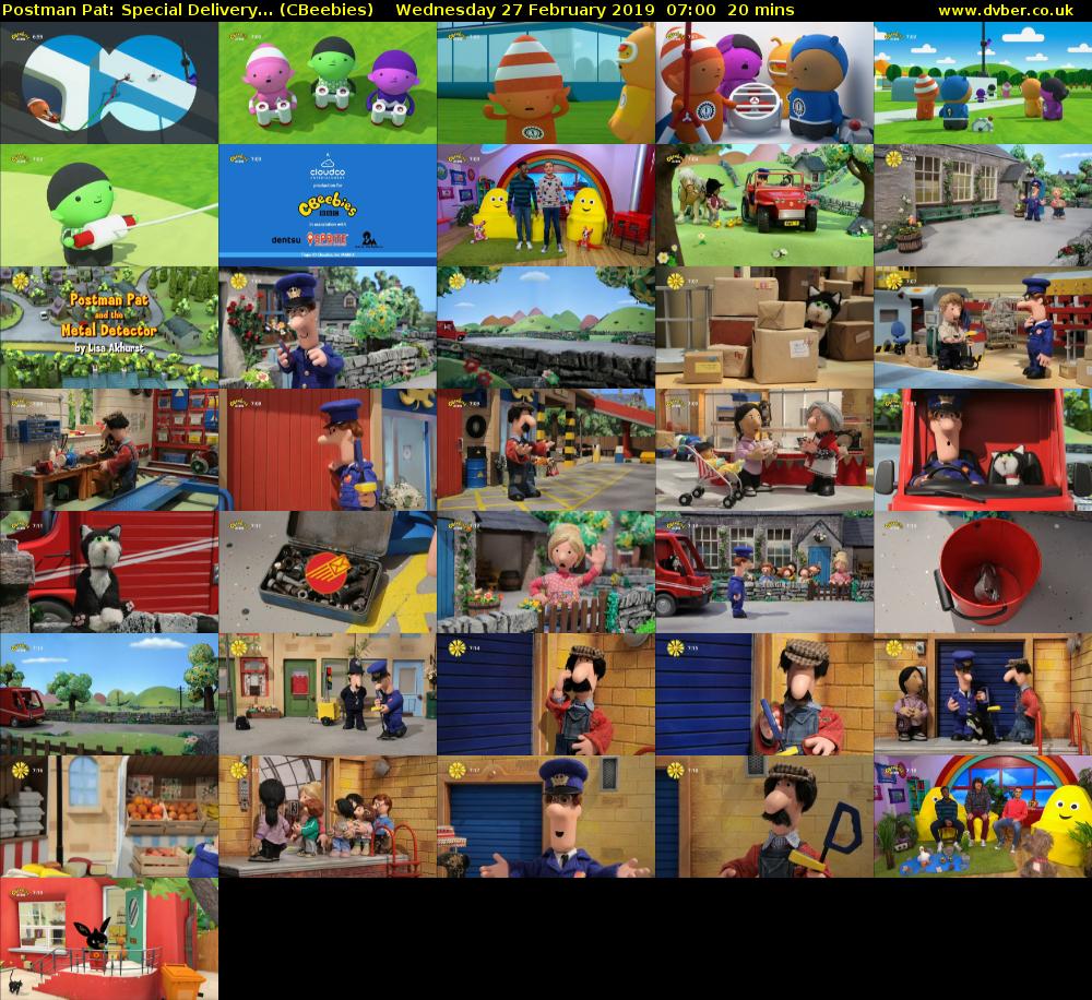 Postman Pat: Special Delivery... (CBeebies) Wednesday 27 February 2019 07:00 - 07:20