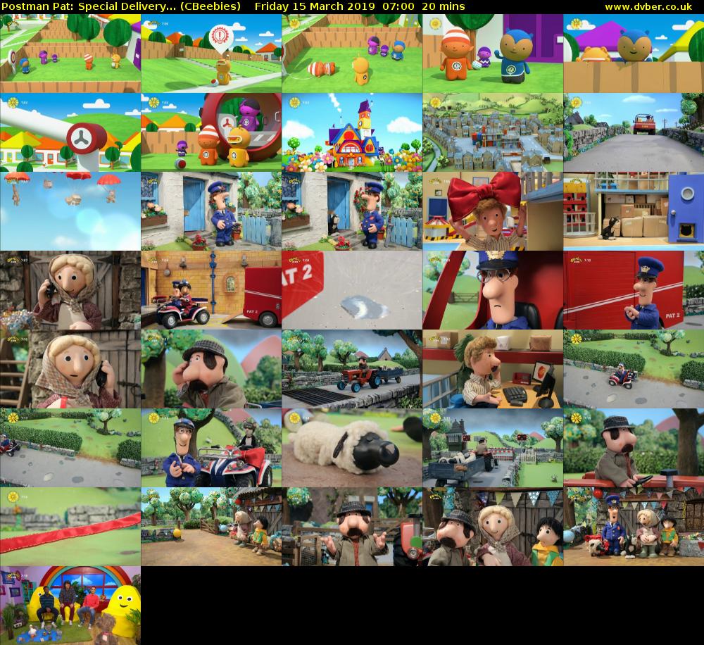 Postman Pat: Special Delivery... (CBeebies) Friday 15 March 2019 07:00 - 07:20