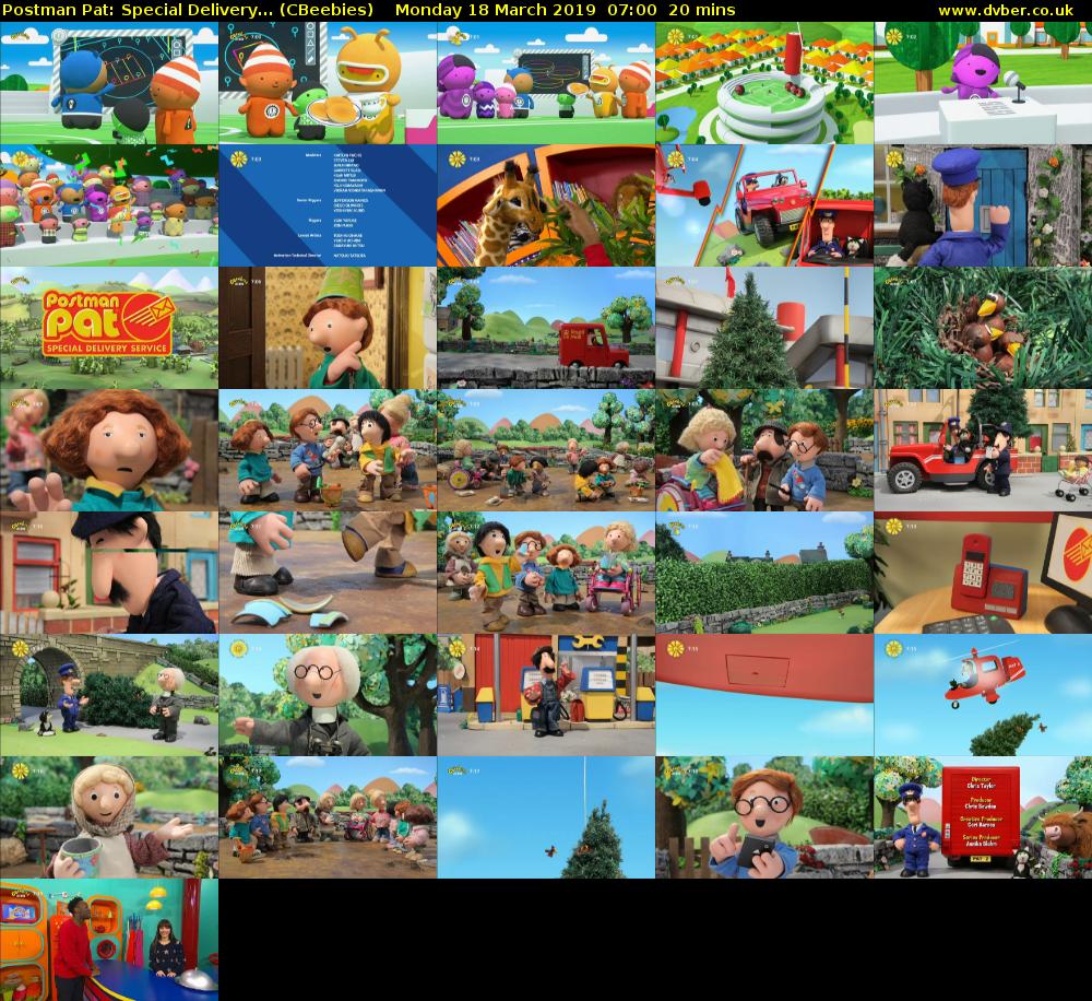 Postman Pat: Special Delivery... (CBeebies) Monday 18 March 2019 07:00 - 07:20
