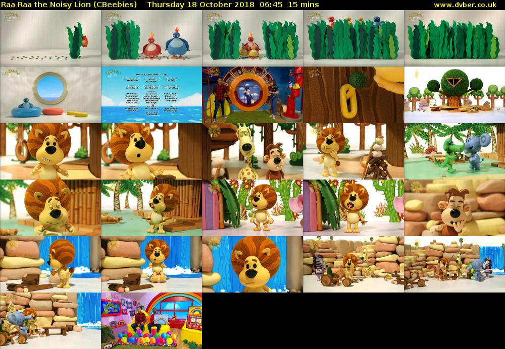 Raa Raa the Noisy Lion (CBeebies) Thursday 18 October 2018 06:45 - 07:00