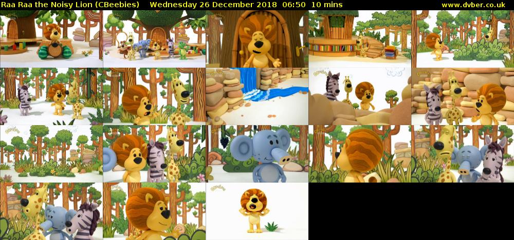 Raa Raa the Noisy Lion (CBeebies) Wednesday 26 December 2018 06:50 - 07:00