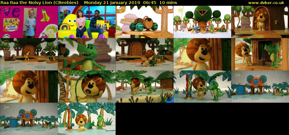 Raa Raa the Noisy Lion (CBeebies) Monday 21 January 2019 06:45 - 06:55