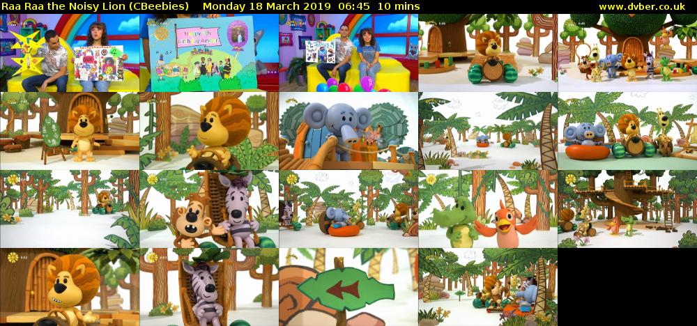 Raa Raa the Noisy Lion (CBeebies) Monday 18 March 2019 06:45 - 06:55