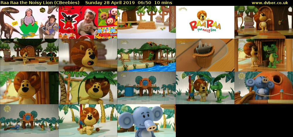 Raa Raa the Noisy Lion (CBeebies) Sunday 28 April 2019 06:50 - 07:00