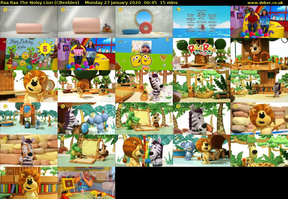 Raa Raa the Noisy Lion (CBeebies) Monday 27 January 2020 06:45 - 07:00
