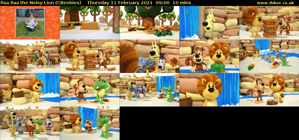 Raa Raa the Noisy Lion (CBeebies) Thursday 11 February 2021 09:00 - 09:10