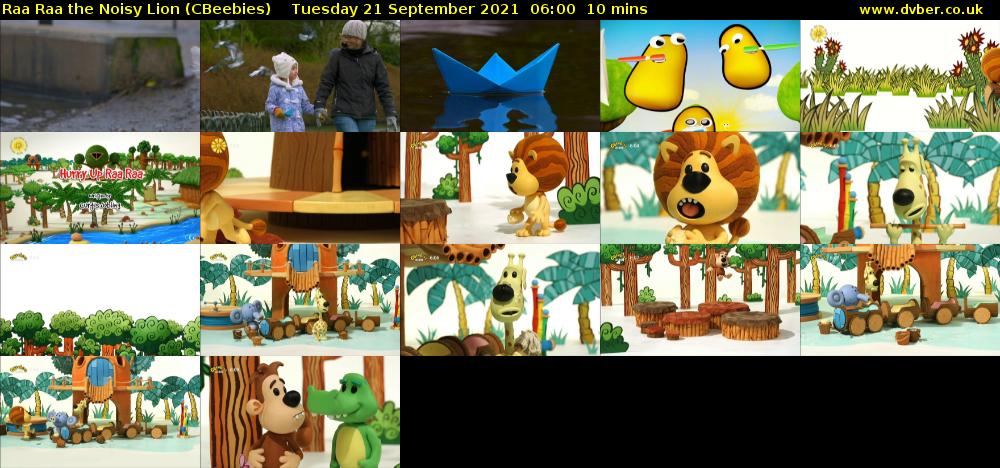 Raa Raa the Noisy Lion (CBeebies) Tuesday 21 September 2021 06:00 - 06:10
