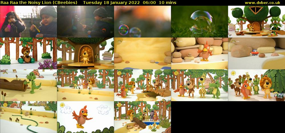 Raa Raa the Noisy Lion (CBeebies) Tuesday 18 January 2022 06:00 - 06:10