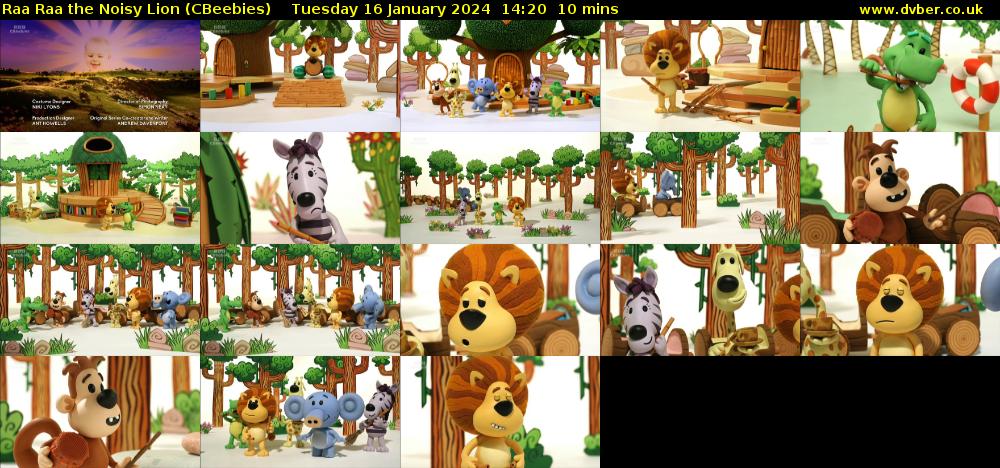 Raa Raa the Noisy Lion (CBeebies) Tuesday 16 January 2024 14:20 - 14:30