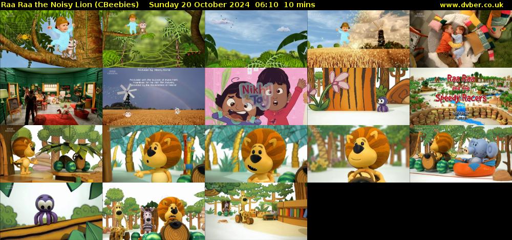 Raa Raa the Noisy Lion (CBeebies) Sunday 20 October 2024 06:10 - 06:20